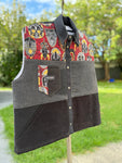 Denim Patchwork & Print - Puffer Vest