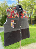 Denim Patchwork & Print - Puffer Vest